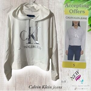 Calvin Klein Jeans NEW - Sz S - lightweight oversized cropped hoodie - comfy